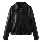 Women's oversized leather jacket, view 4
