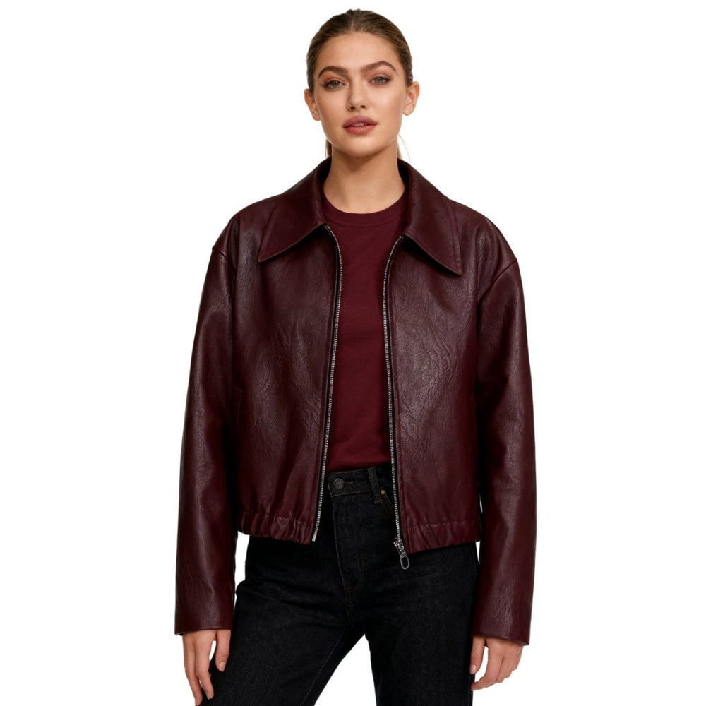 Women's oversized leather jacket, view 6
