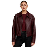 Women's oversized leather jacket, view 6