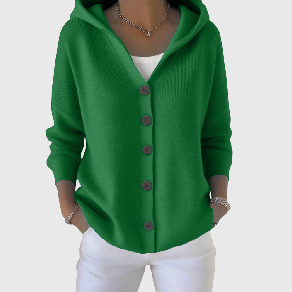 Enhanced Product Title: "Emanuela Relaxed Hooded Button Cardigan for Women - Cozy Knit Layering Piece" 

This title includes relevant keywords while maintaining clarity and appeal for potential buyers.