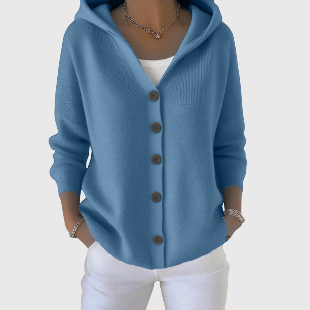 Enhanced Product Title: "Emanuela Relaxed Hooded Button Cardigan for Women - Cozy Knit Layering Piece" 

This title includes relevant keywords while maintaining clarity and appeal for potential buyers.