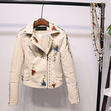 Embroidered women's faux leather biker jacket – Eleonora