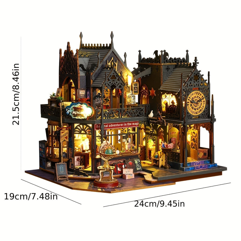 3D Wooden Book Nook Kit with LED Lights - DIY Miniature Bookshelf Decor for Home & Office