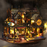 3D Wooden Book Nook Kit with LED Lights - DIY Miniature Bookshelf Decor for Home & Office