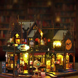 3D Wooden Book Nook Kit with LED Lights - DIY Miniature Bookshelf Decor for Home & Office