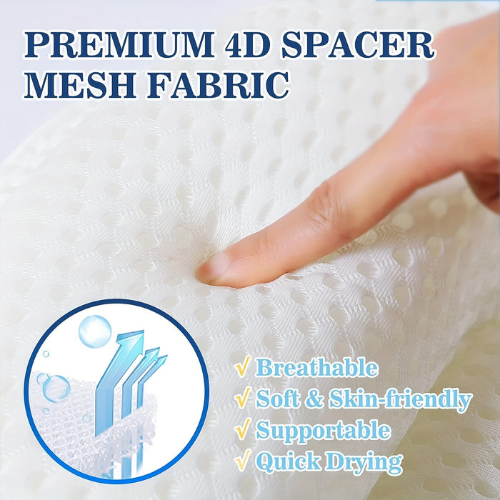 Ergonomic Bath Pillow – Neck Support, 6 Suction Cups & Breathable Mesh