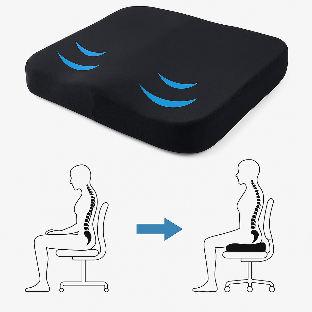 Premium Ergonomic Seat Cushion for Ultimate Hip and Back Pain Relief - Comfort & Support for Office, Home, and Car