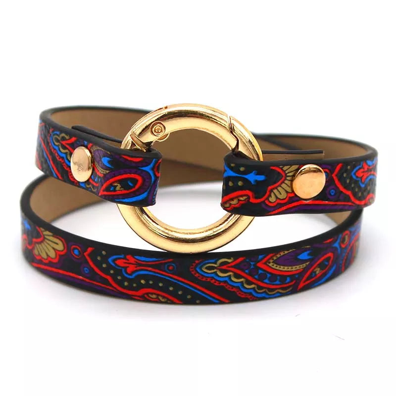 Ethnic Leather Wrap Bracelet for Women | Stylish Bohemian Jewelry Accessory