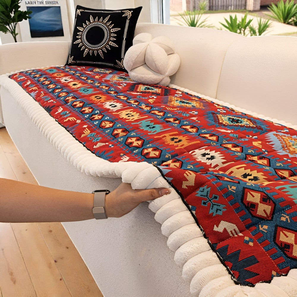Ethnic Style Quilted Non-Slip Couch Cover - Durable, Stylish Protection for Your Sofa