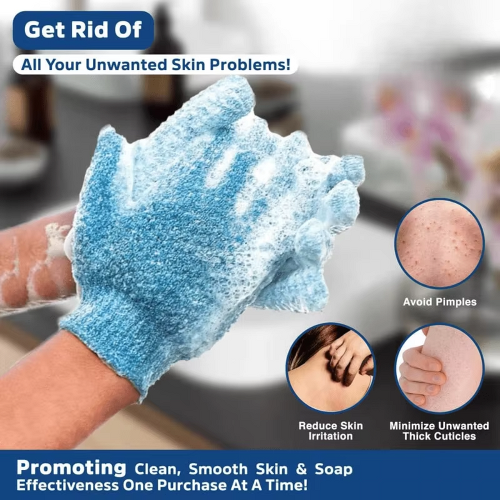Exfoliating Bath Gloves - 2-Piece Set for Smooth Skin & Spa-Like Experience