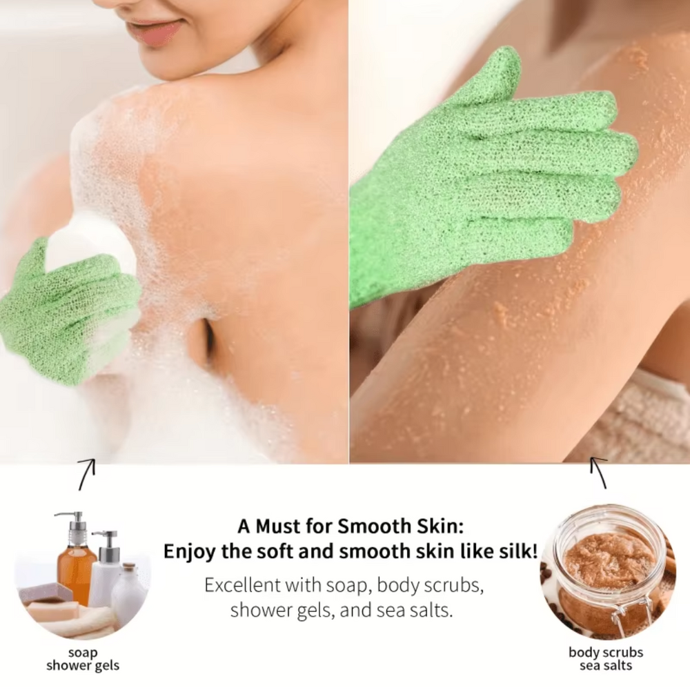 Exfoliating Bath Gloves - 2-Piece Set for Smooth Skin & Spa-Like Experience