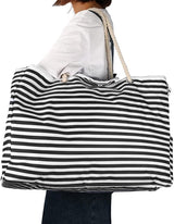 CoastCarry Beach Bag - Black and White Stripes