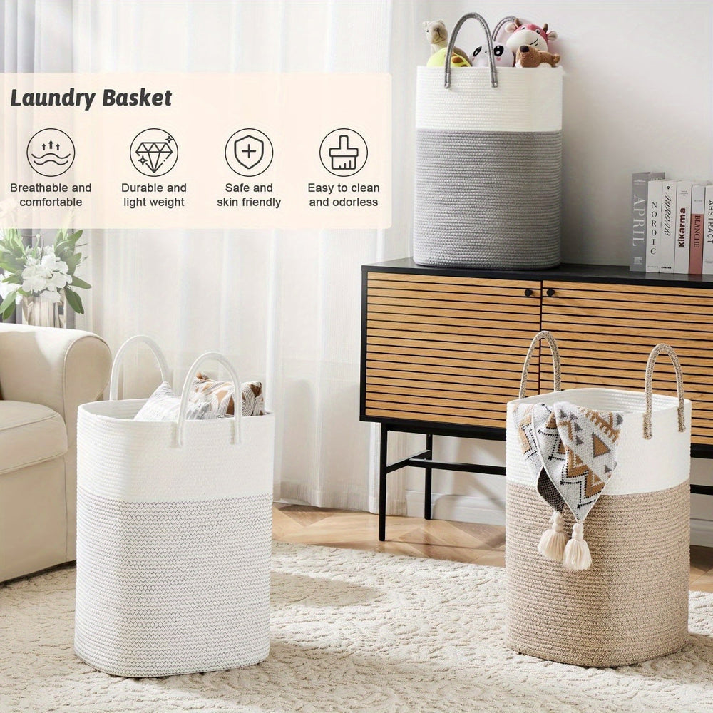 Extra Large Durable Woven Laundry Basket - Spacious & Practical Storage Solution for All Your Laundry Needs