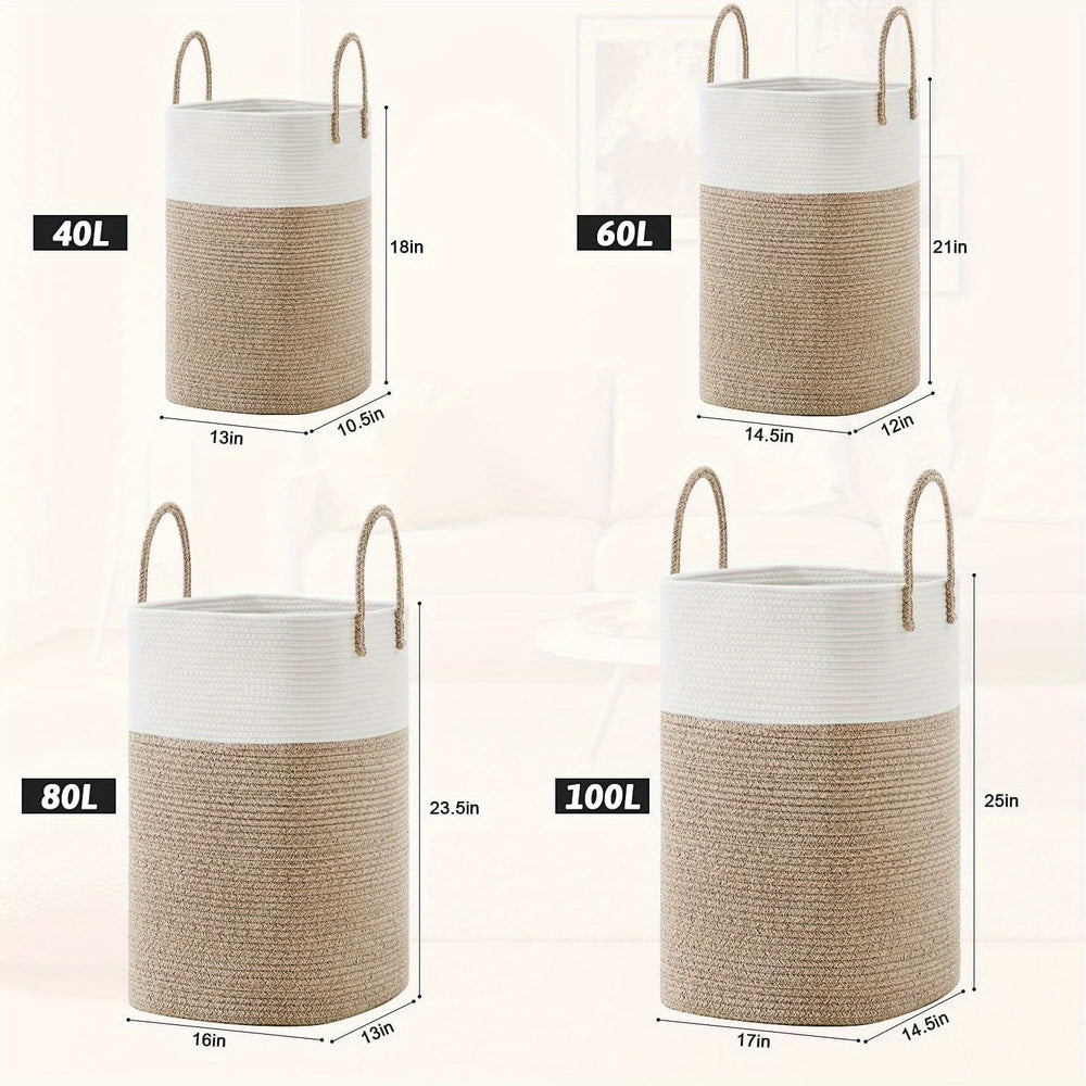 Extra Large Durable Woven Laundry Basket - Spacious & Practical Storage Solution for All Your Laundry Needs