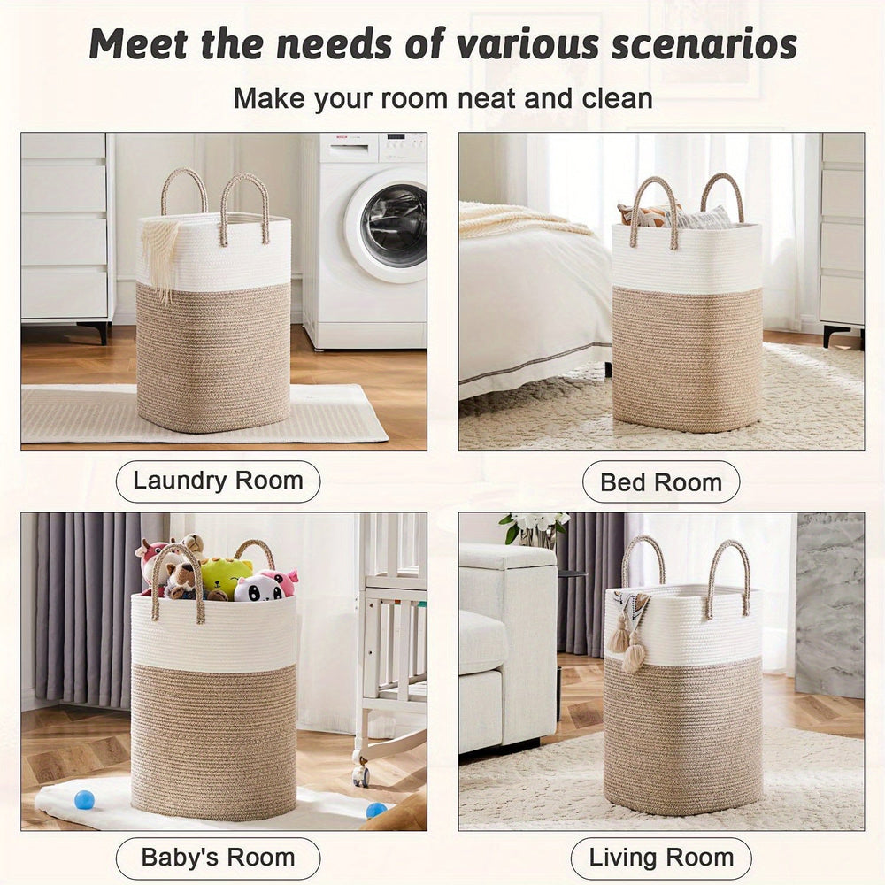 Extra Large Durable Woven Laundry Basket - Spacious & Practical Storage Solution for All Your Laundry Needs