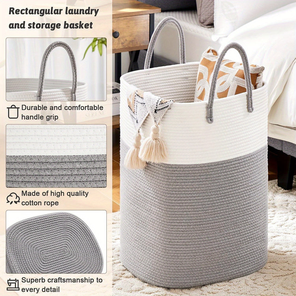 Extra Large Durable Woven Laundry Basket - Spacious & Practical Storage Solution for All Your Laundry Needs