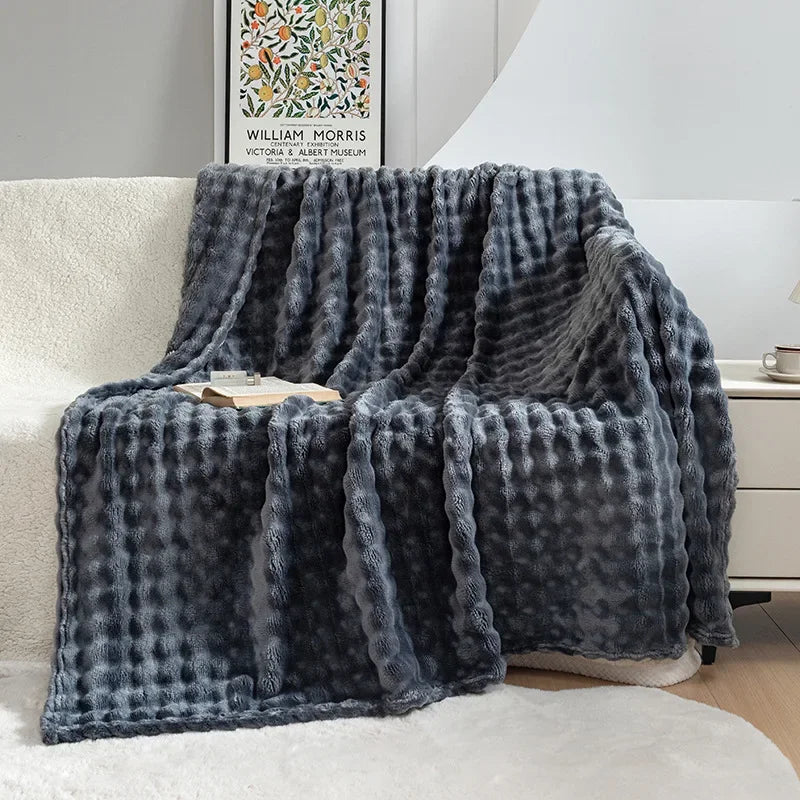 PlushBubble Extra Soft Flannel Blanket - Cozy, Warm & Lightweight Throw for Ultimate Comfort