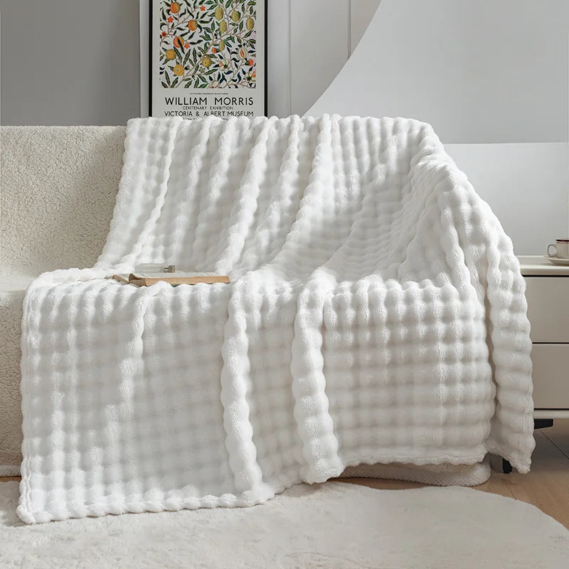 PlushBubble Extra Soft Flannel Blanket - Cozy, Warm & Lightweight Throw for Ultimate Comfort