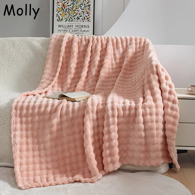 PlushBubble Extra Soft Flannel Blanket - Cozy, Warm & Lightweight Throw for Ultimate Comfort