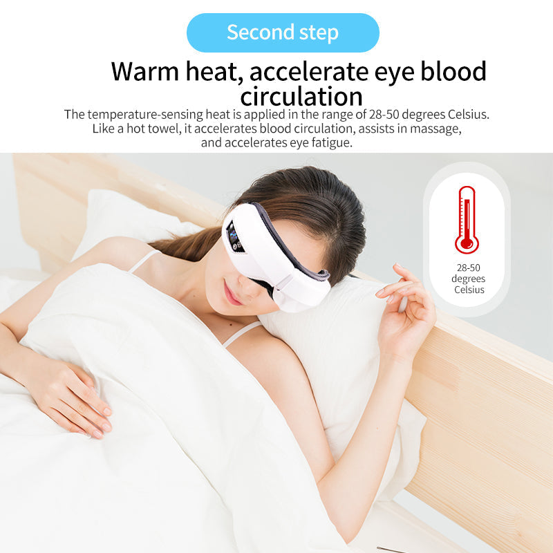 Bluetooth Eye Massage Device - Air Pressure, Vibration & Warm Compression for Relaxation & Stress Relief