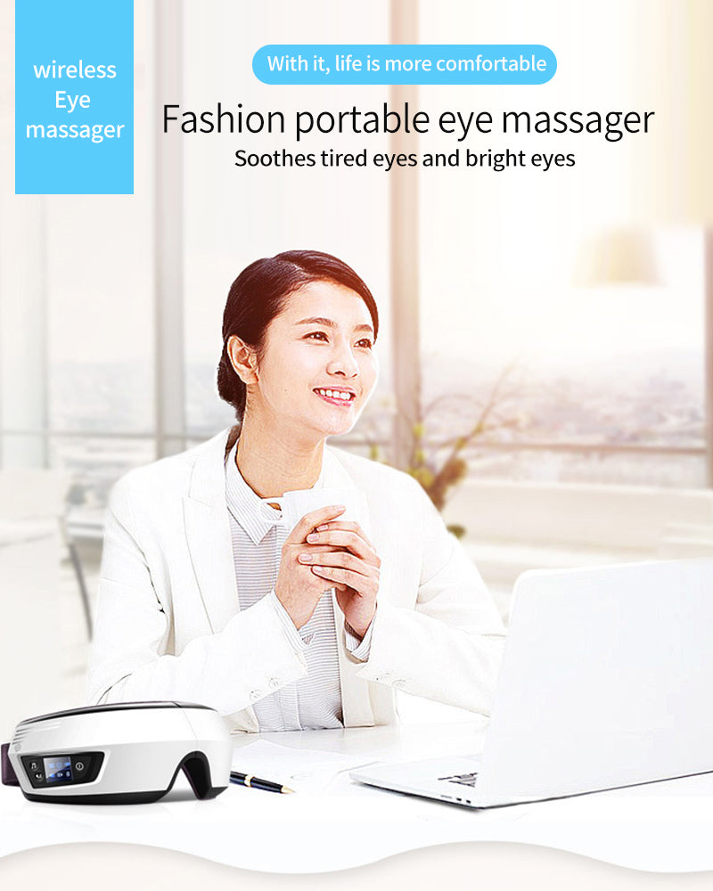 Bluetooth Eye Massage Device - Air Pressure, Vibration & Warm Compression for Relaxation & Stress Relief