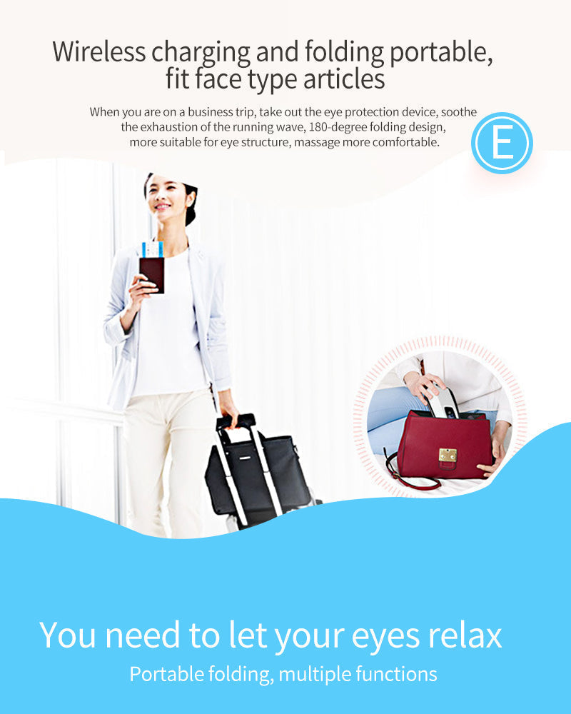 Bluetooth Eye Massage Device - Air Pressure, Vibration & Warm Compression for Relaxation & Stress Relief