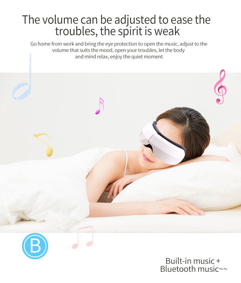 Bluetooth Eye Massage Device - Air Pressure, Vibration & Warm Compression for Relaxation & Stress Relief