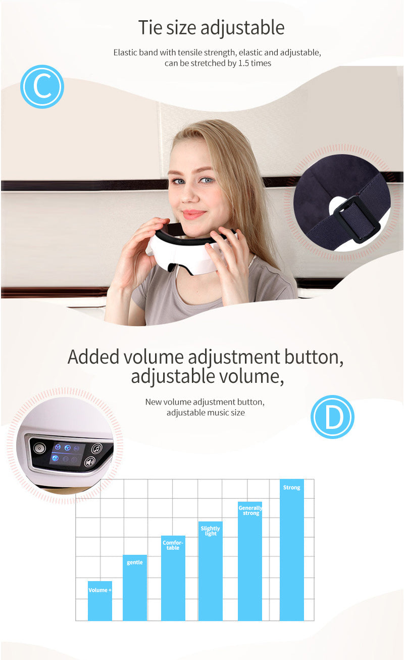 Bluetooth Eye Massage Device - Air Pressure, Vibration & Warm Compression for Relaxation & Stress Relief