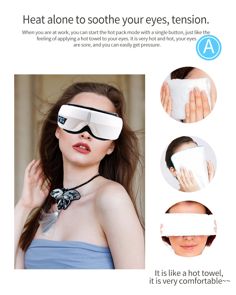 Bluetooth Eye Massage Device - Air Pressure, Vibration & Warm Compression for Relaxation & Stress Relief