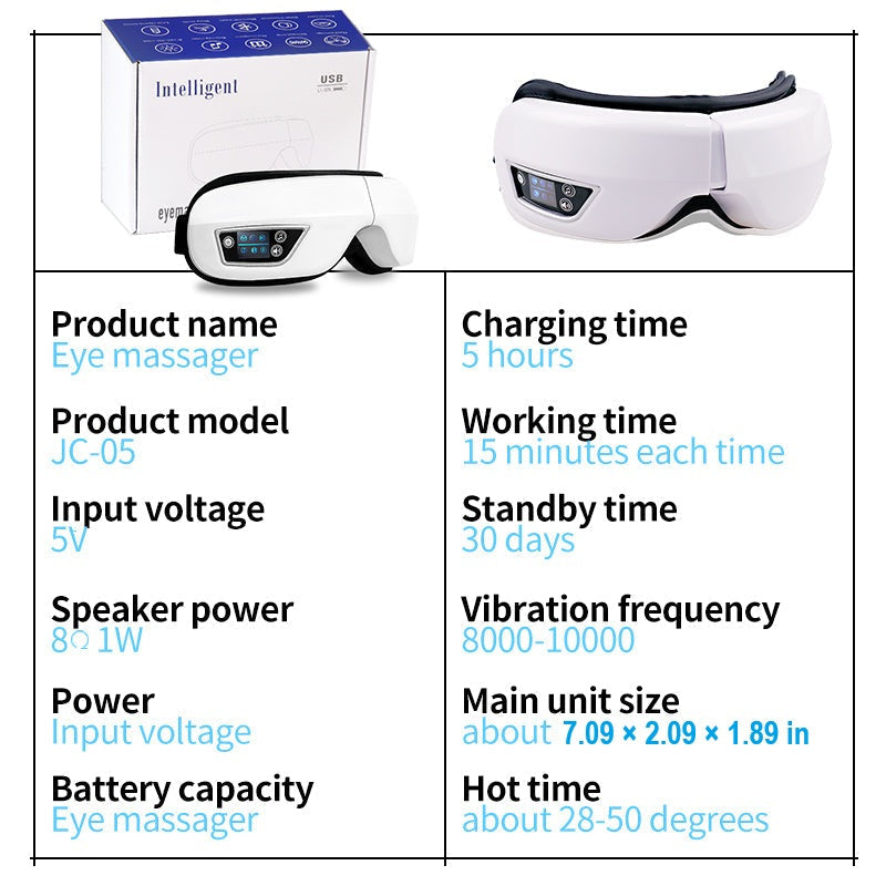 Bluetooth Eye Massage Device - Air Pressure, Vibration & Warm Compression for Relaxation & Stress Relief