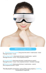 Bluetooth Eye Massage Device - Air Pressure, Vibration & Warm Compression for Relaxation & Stress Relief