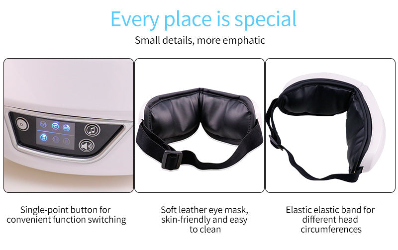Bluetooth Eye Massage Device - Air Pressure, Vibration & Warm Compression for Relaxation & Stress Relief