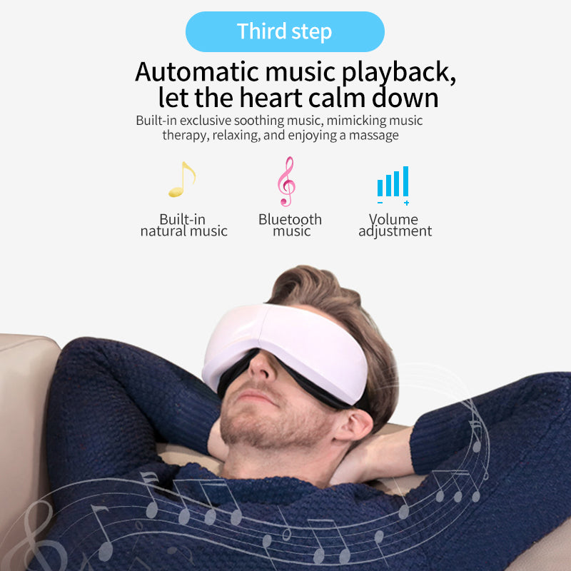 Bluetooth Eye Massage Device - Air Pressure, Vibration & Warm Compression for Relaxation & Stress Relief