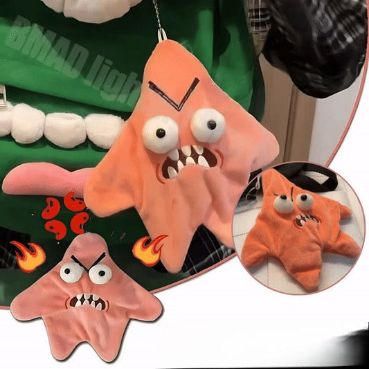 Angry Starfish Plush Keychain – Soft Bag Charm, Ball Chain & 20×21 cm