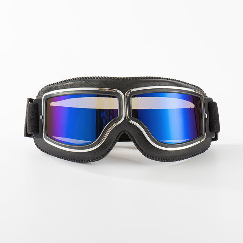 Vintage Motorcycle Goggles – Polycarbonate Lens, Fits Over Glasses & Adjustable Strap