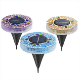 Solar Mosaic Glass Path Lights – 6 LEDs, 10-Hour Runtime & 4-Pack with Stakes