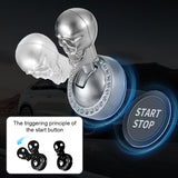 Skull Start Button Cover – Aluminum Alloy, Rhinestone Detail & Adhesive Mount