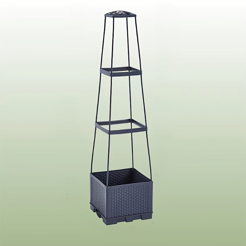 Self-Watering Planter Box with Trellis – Weatherproof, Drainage, Anthracite