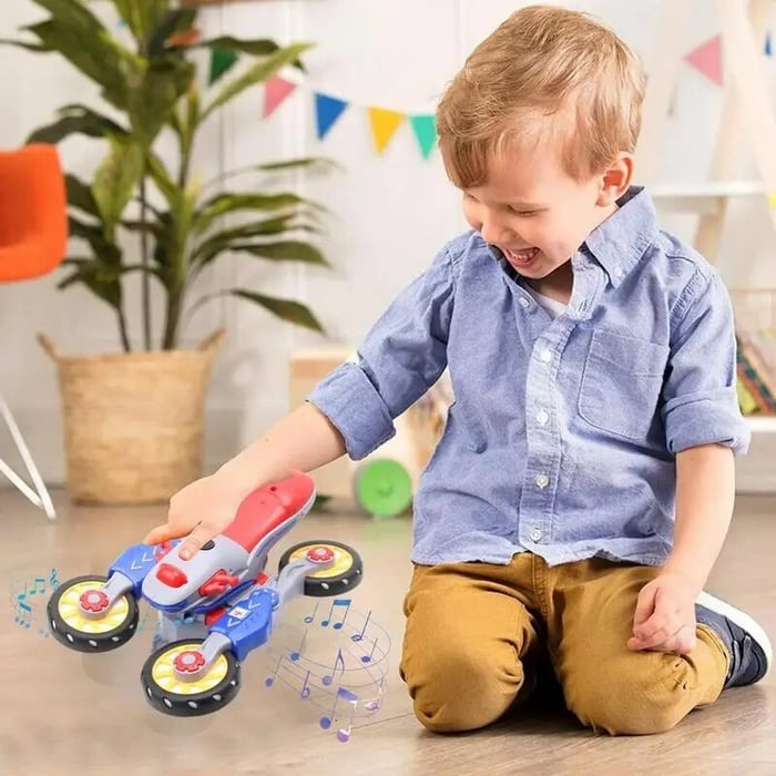 Electric Motorcycle Toy – 360° Rotation, LED Lights & Music for Kids 3+