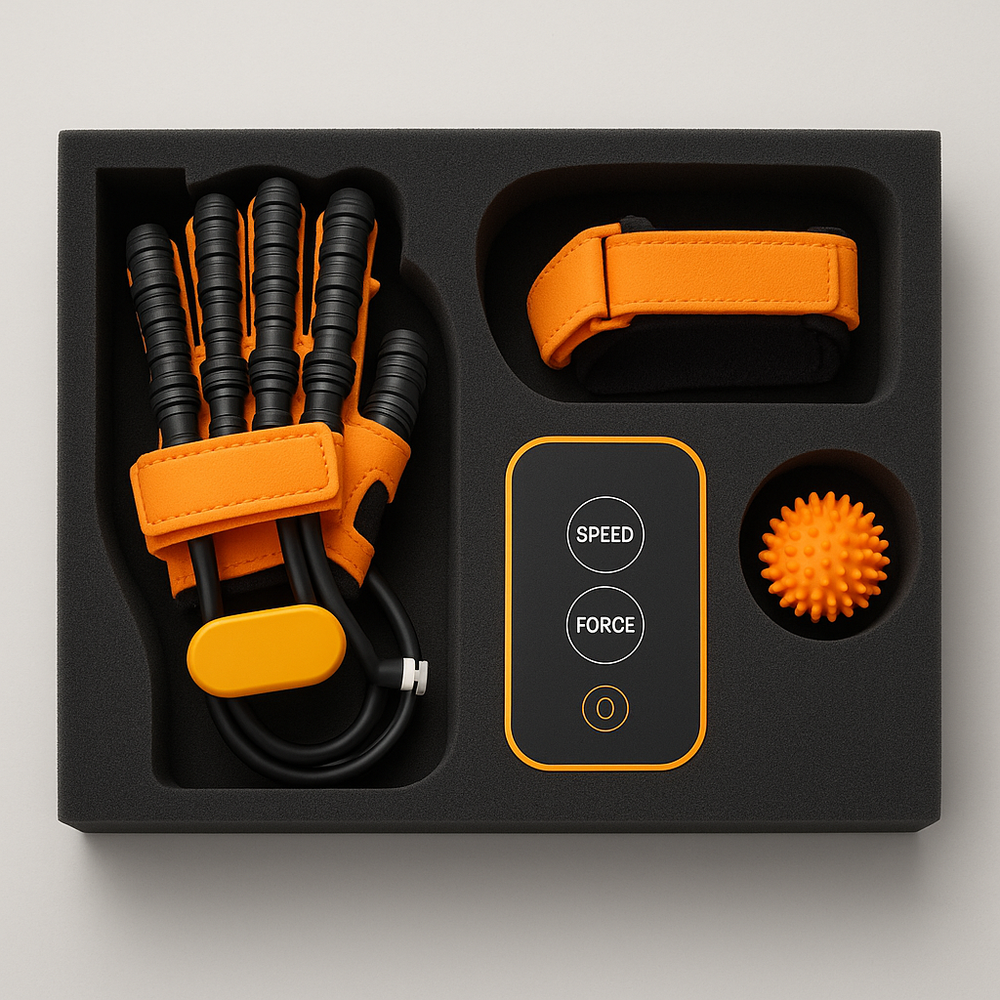 Hand Rehabilitation Trainer Glove – Pneumatic Finger Exercise, 5 Force Levels & 2400mAh Rechargeable
