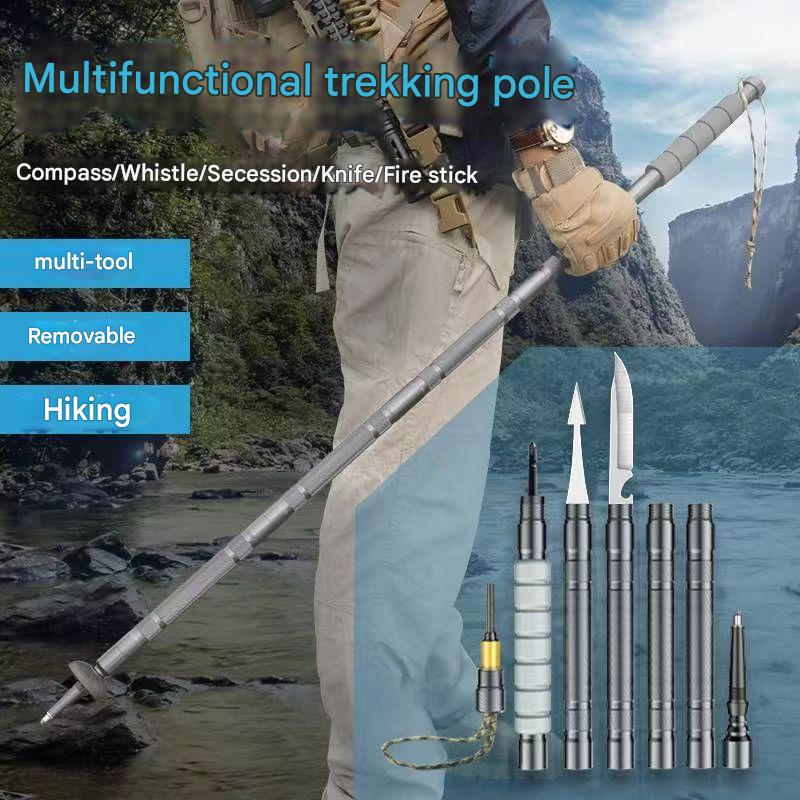 Adjustable Aluminum Trekking Pole – Built-In Survival Kit, EVA Grip & Extends to 105.9cm