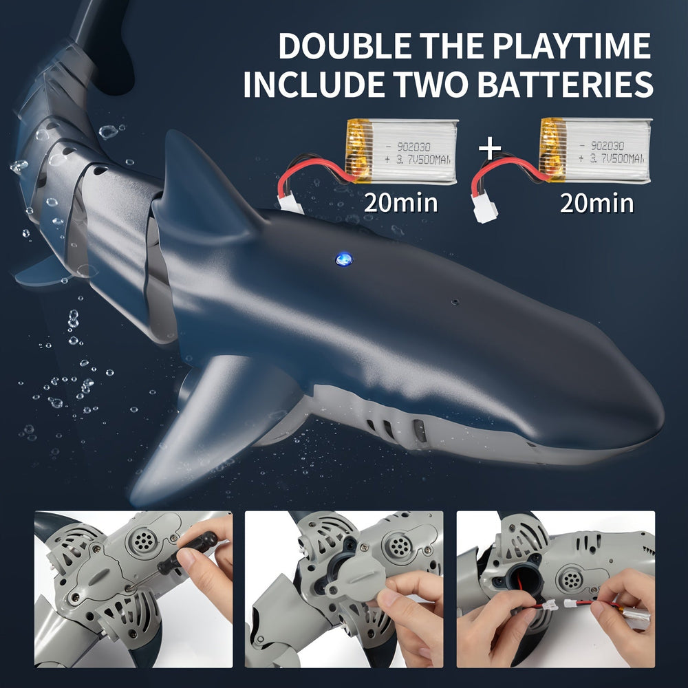 RC Shark Robot – LED Light, Water Spray & USB Rechargeable