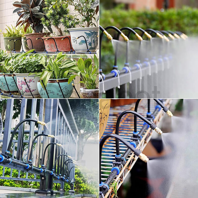 Garden Misting System 15m – 15 Copper Nozzles, Adjustable Flow & Tool-Free Setup