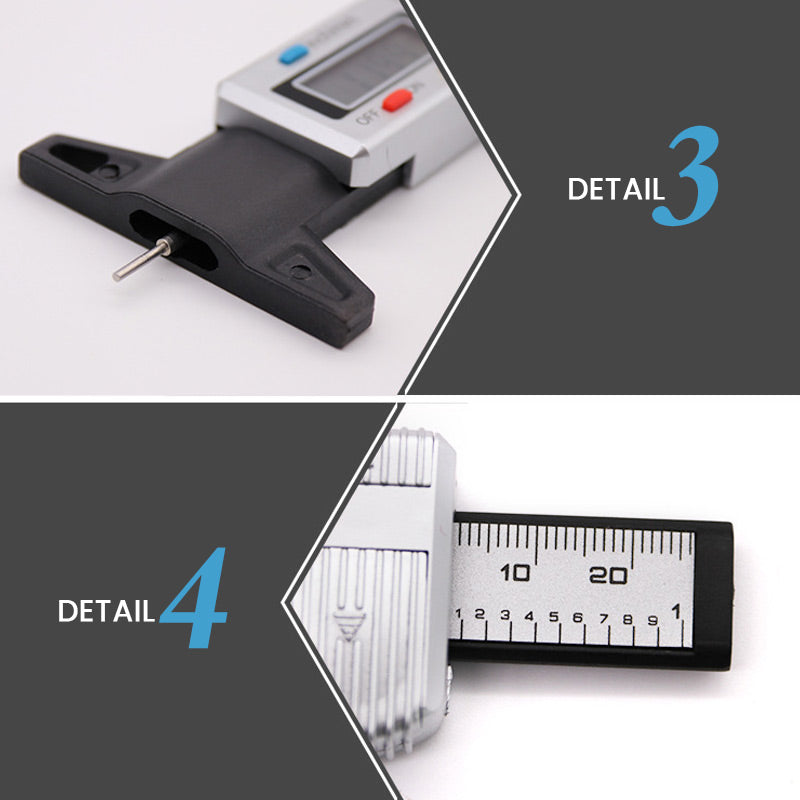 Digital Tire Tread Depth Gauge – LCD Display, 0.01mm Accuracy & mm/Inch Units