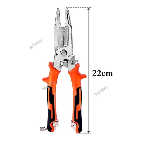 10-in-1 Wire Stripper Pliers – Alloy Steel, Ergonomic PVC Grip & Strap Cutter