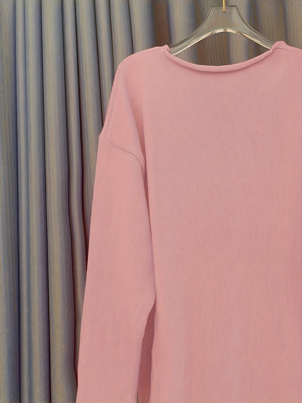 Ladies oversized jumper with V-neck & pattern - Alenia - 8