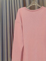 Ladies oversized jumper with V-neck & pattern - Alenia - 8