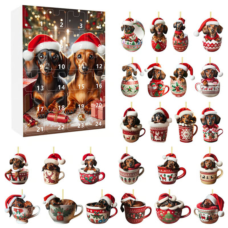 Dachshund Advent Calendar – 24 Acrylic Pendants & Christmas Ornaments