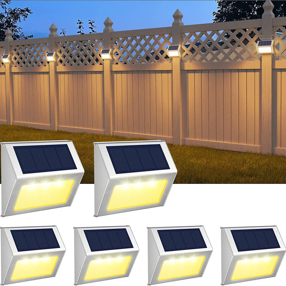 Solar Wall Lights – 6-Pack, IP44 Waterproof, Stainless Steel & Auto Dusk-to-Dawn