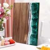 Wave Resin Cutting Board | Ocean-Inspired Acacia Wood Cheese & Serving Board